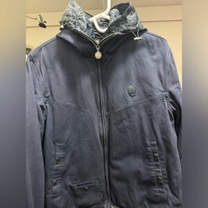 Pretty Green Casual Hooded Blue Khaki Jacket